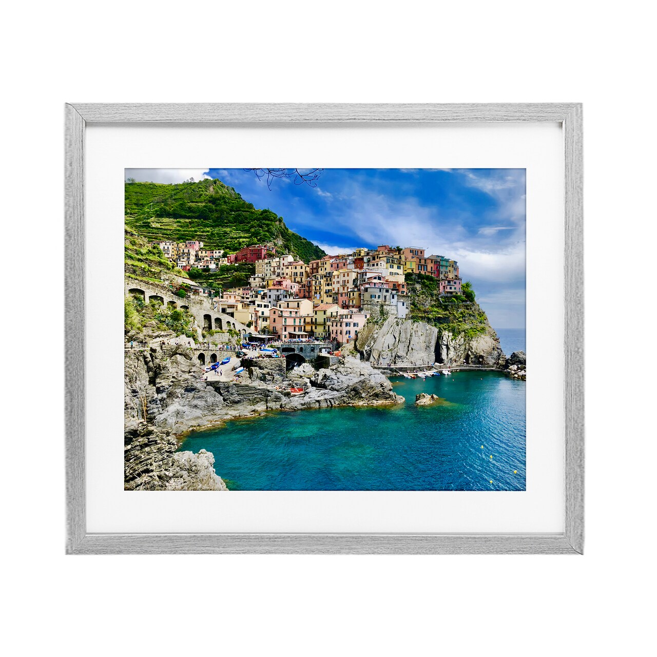 Stupell Industries Townscape By The Sea Framed Print Under Glass, design by LSR Creative Studio